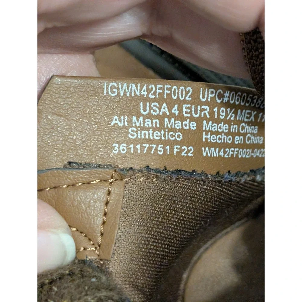 Wonder Nation Hiker Boots‎ Baby Toddler Girl Size 4 Brown Side Zip Booties Shoes
